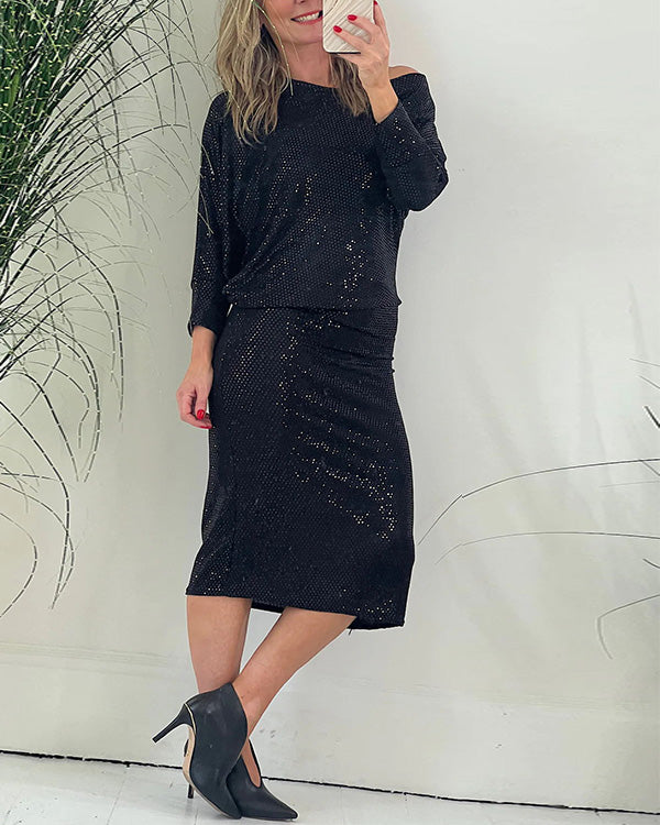 Clidress Sequin Party Split Mini Dress