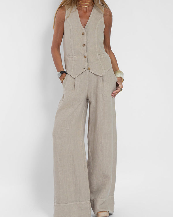 Clidress Waistcoat & Wide Leg Pants Set