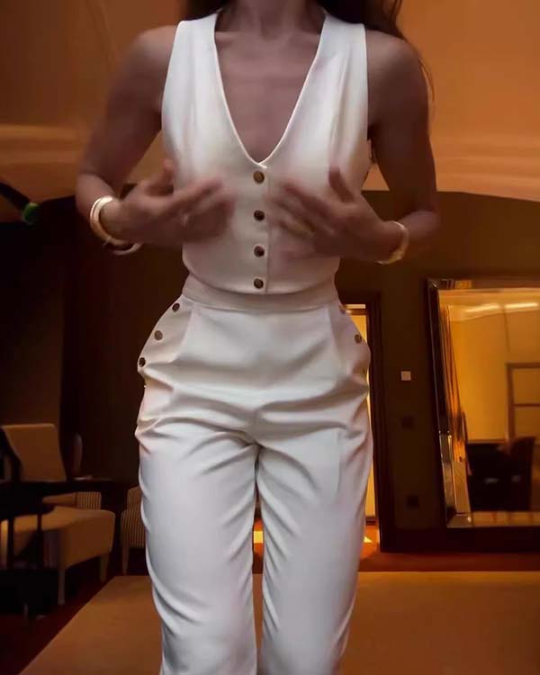 Clidress Buttons Up Vest & Pants Set