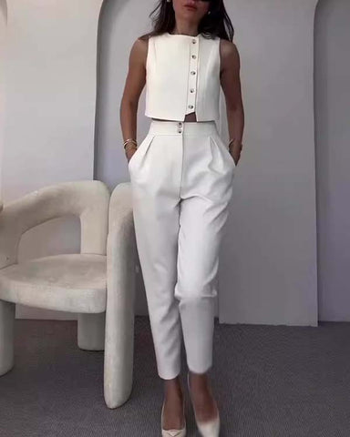 Clidress Knitting Pile Collar Top & Skirt Set
