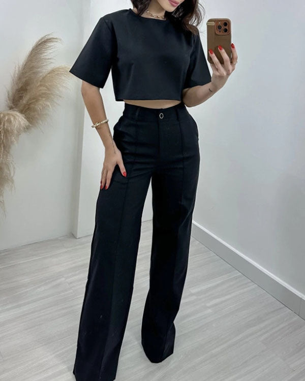 Clidress O Neck T-shirt & Pants Suit Set