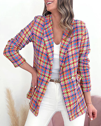 Clidress Simple Lapel Pocket Woolen Coat Cardigan