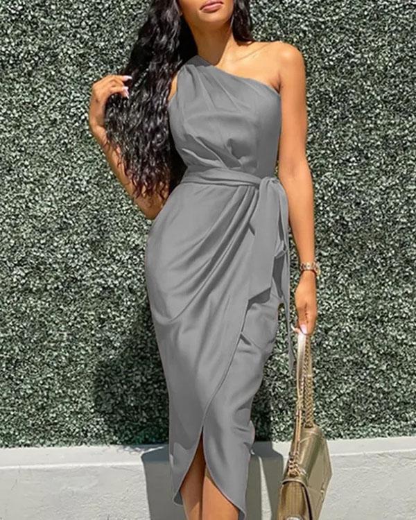 Clidress Oblique Shoulder  Sheath Party Dress