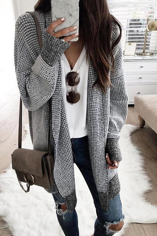 Clidress Plaid British Style Cardigan