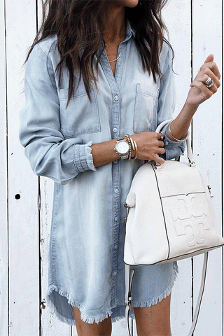 Clidress Simple Solid U Neck Wrap Shift Dress