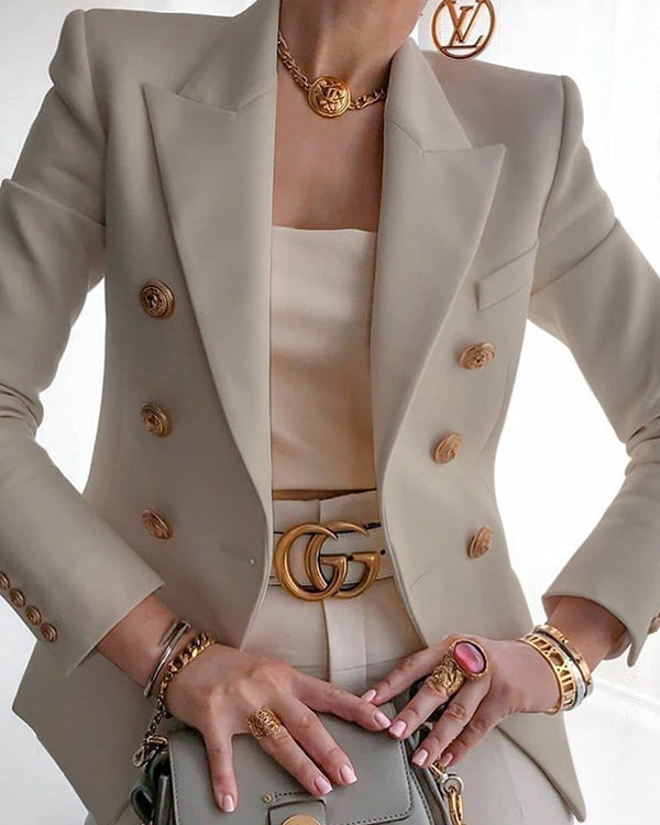Clidress Double Breasted Leisure Suit Blazer