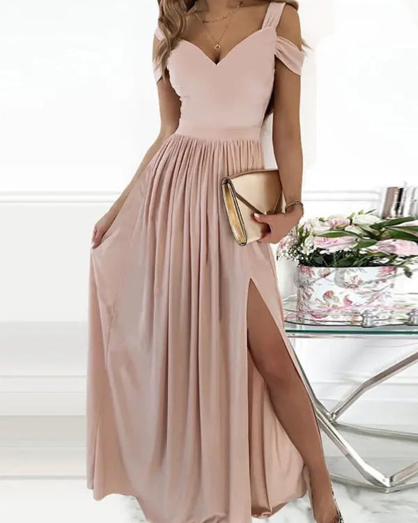 Clidress Split Shoulder Long Evening Dress