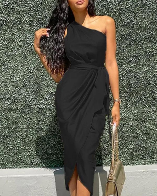 Clidress Oblique Shoulder  Sheath Party Dress