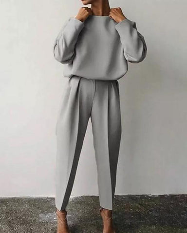 Clidress Knitting Pile Collar Top & Skirt Set