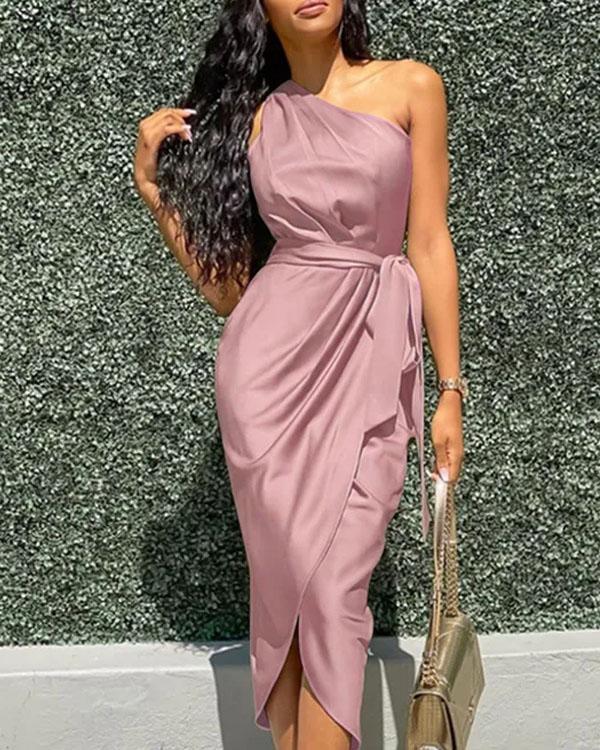 Clidress Oblique Shoulder  Sheath Party Dress