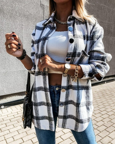 Clidress Plaid British Style Cardigan