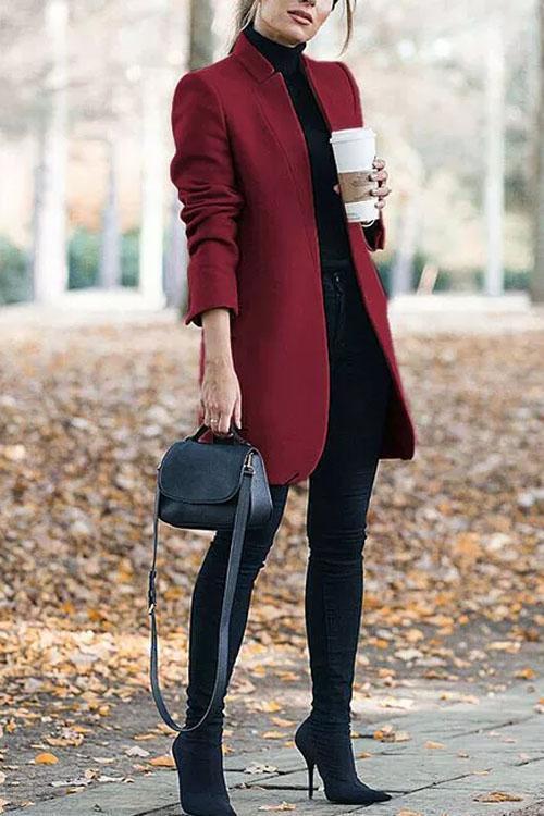 Clidress Stand Collar Barret Long Coat