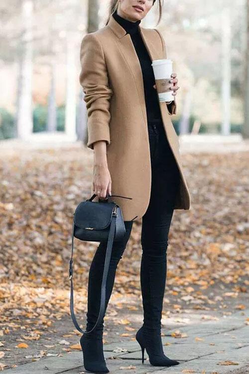 Clidress Stand Collar Barret Long Coat