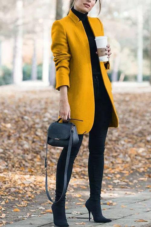 Clidress Stand Collar Barret Long Coat