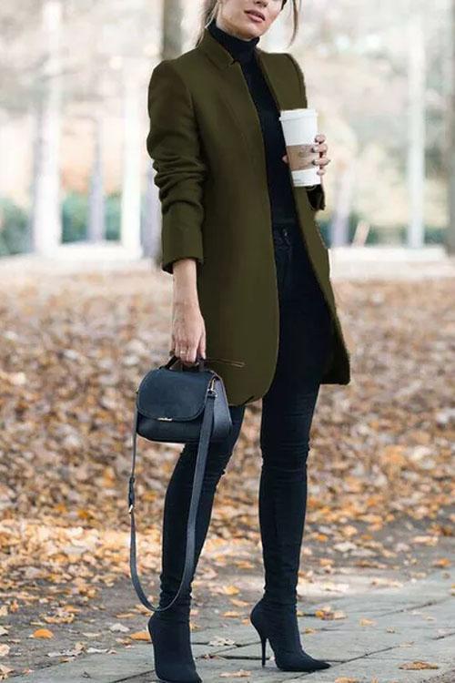 Clidress Stand Collar Barret Long Coat