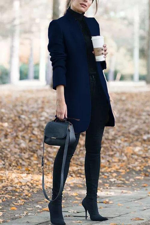 Clidress Stand Collar Barret Long Coat