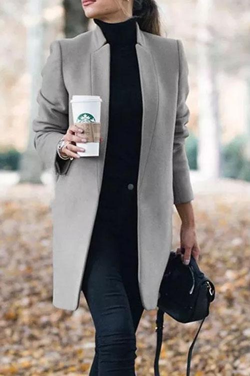 Clidress Stand Collar Barret Long Coat