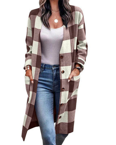 Clidress Plaid British Style Cardigan