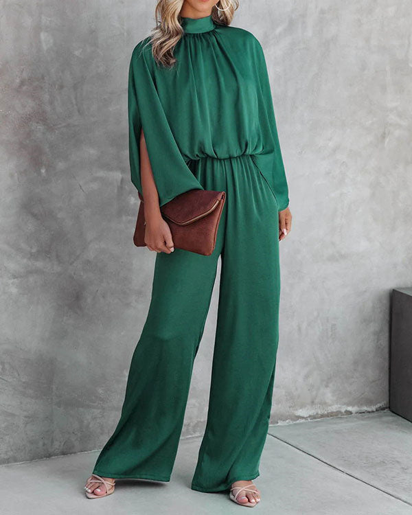 Clidress O Neck Split Bat Sleeve Jumpsuit