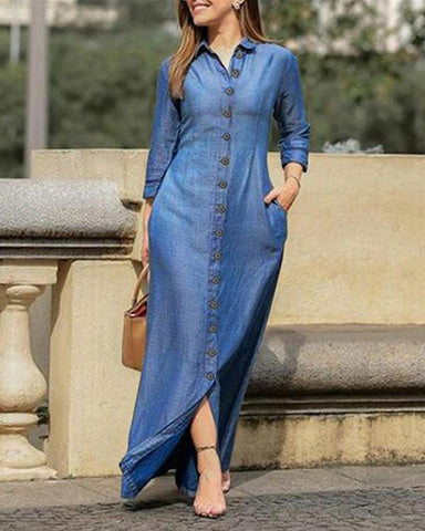 Clidress Simple Solid U Neck Wrap Shift Dress