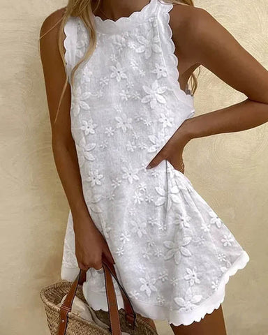 Clidress Simple Solid U Neck Wrap Shift Dress