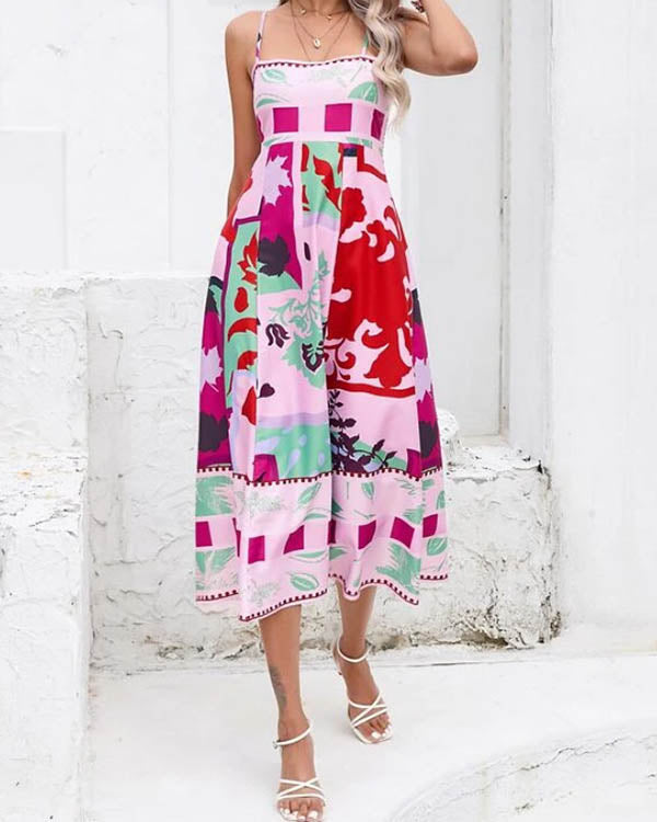 Clidress Slip Floral Printed Sundress Dress