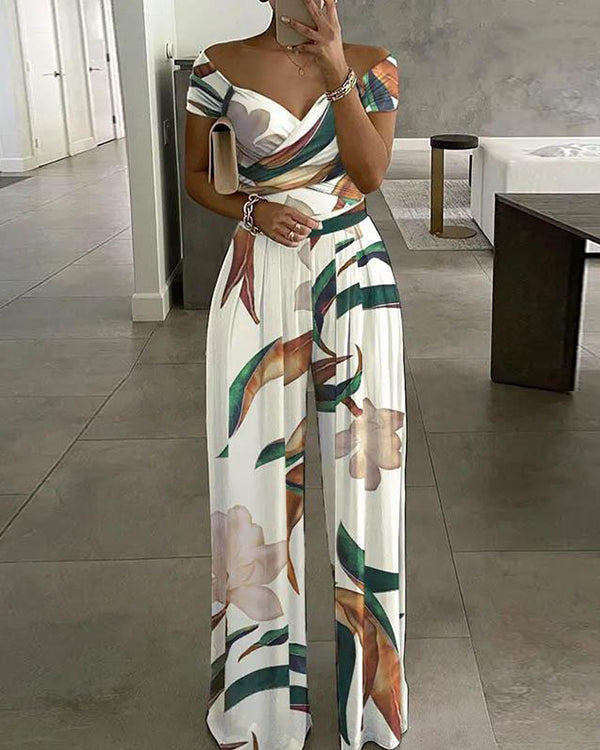 Clidress Drop Shoulder Printed Jumpsuit
