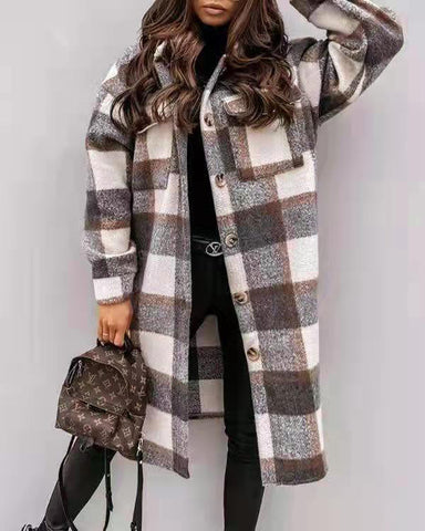 Clidress Plaid British Style Cardigan