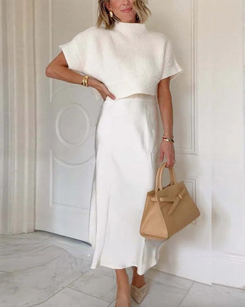 Clidress Knitting Top & Silk  Skirt