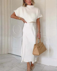 Clidress Knitting Top & Silk  Skirt