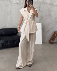 Clidress Sleeveless Strap Top & Pants Suit Set