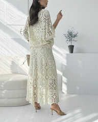 Clidress Boho Hollow-out Top & Skirt Crochet Set