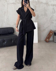 Clidress Sleeveless Strap Top & Pants Suit Set