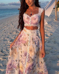 Clidress Set aus unregelmäßigem Strickkleid mit Netzplissee