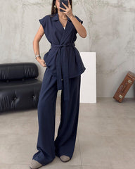 Clidress Sleeveless Strap Top & Pants Suit Set