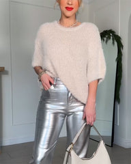 Clidress O Neck 3/4 Sleeve  Cony Hair Sweater