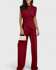 Ensemble haut asymétrique et pantalon large Clidress