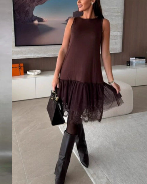 Clidress Maillard Sleeveless Mesh Lace Dress