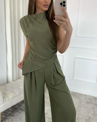 Ensemble haut asymétrique et pantalon large Clidress