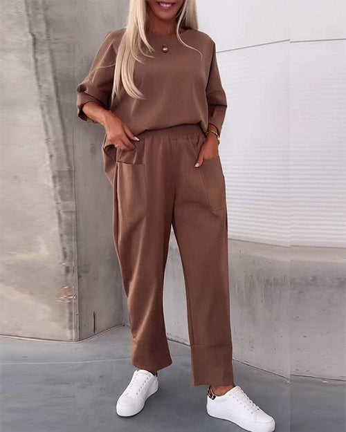 Clidress Casual T-shirt & Pencil Pant 2 Piece Set