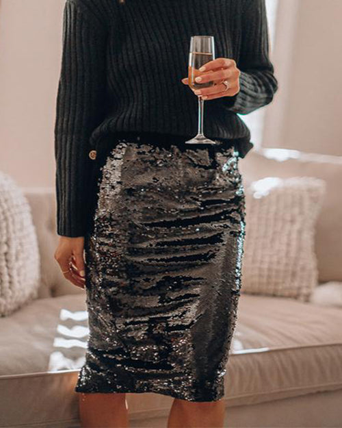 Clidress Sequin Party Midi Skirt(SALE)