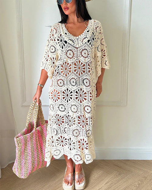 Clidress Boho Cover Up Crochet Dress