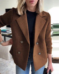 Clidress Lapel Knitting Sleeve Woolen  Coat Jacket