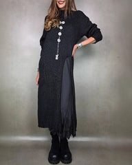 Clidress Casual Slit Fashion Sweater