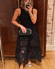 Clidress Sleeveless Lace Maxi Dress