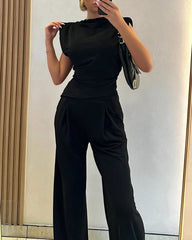 Ensemble haut asymétrique et pantalon large Clidress