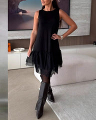 Clidress Maillard Sleeveless Mesh Lace Dress