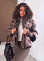 Clidress Large Fur Hooded  Down Jacket