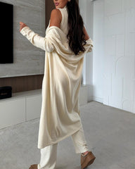 Clidress Tank Top Cardigan Knit Pants 3 Pieces Set