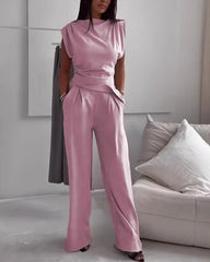 Ensemble haut asymétrique et pantalon large Clidress
